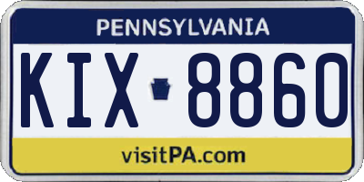PA license plate KIX8860