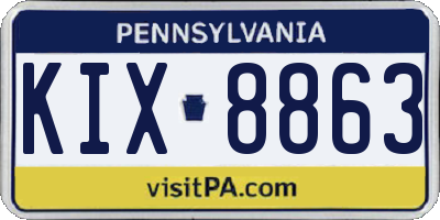 PA license plate KIX8863