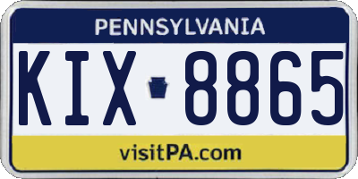 PA license plate KIX8865