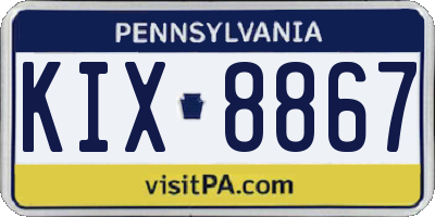 PA license plate KIX8867