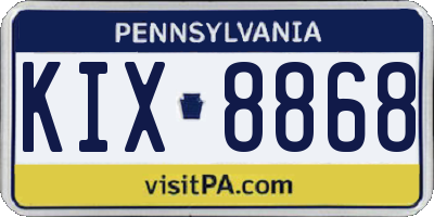 PA license plate KIX8868