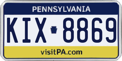 PA license plate KIX8869