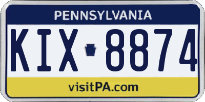 PA license plate KIX8874