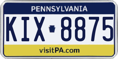 PA license plate KIX8875