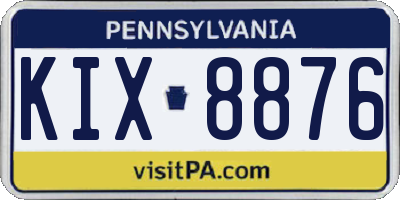 PA license plate KIX8876