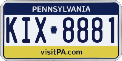 PA license plate KIX8881