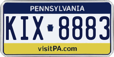 PA license plate KIX8883