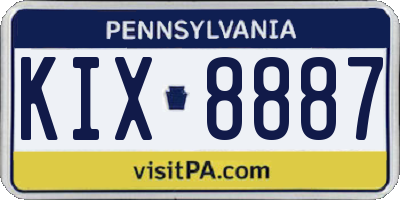 PA license plate KIX8887