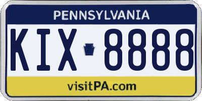 PA license plate KIX8888