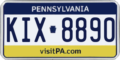 PA license plate KIX8890