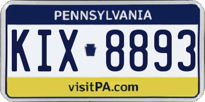 PA license plate KIX8893