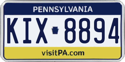 PA license plate KIX8894