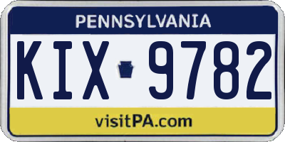 PA license plate KIX9782