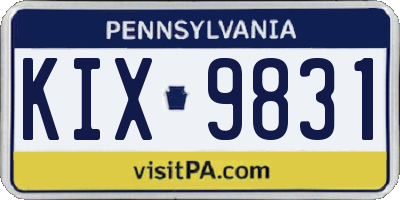 PA license plate KIX9831