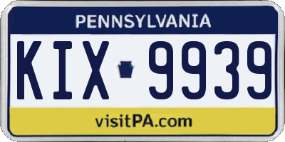 PA license plate KIX9939