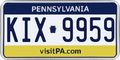 PA license plate KIX9959