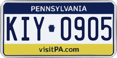PA license plate KIY0905