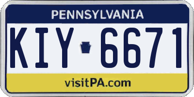 PA license plate KIY6671