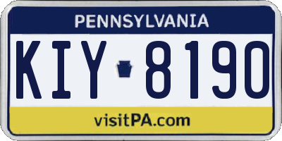 PA license plate KIY8190