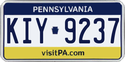 PA license plate KIY9237