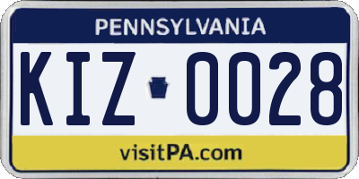 PA license plate KIZ0028