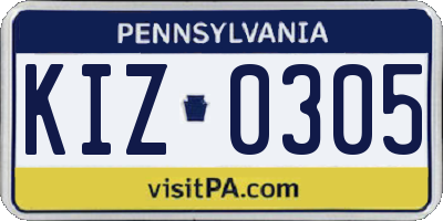 PA license plate KIZ0305