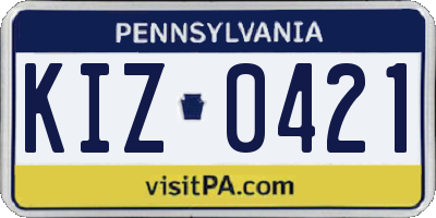 PA license plate KIZ0421