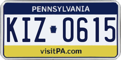 PA license plate KIZ0615