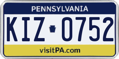 PA license plate KIZ0752