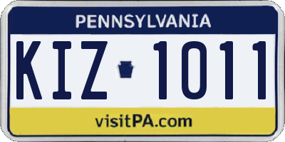 PA license plate KIZ1011