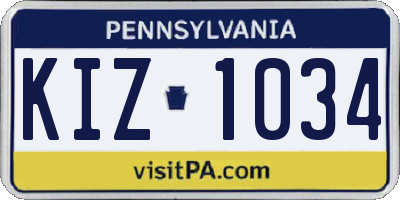 PA license plate KIZ1034