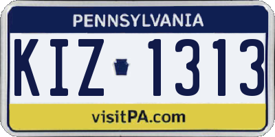 PA license plate KIZ1313