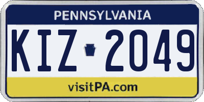 PA license plate KIZ2049