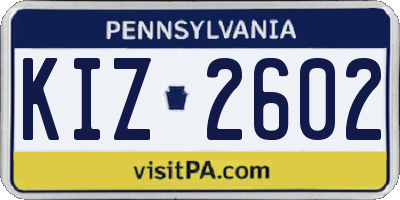 PA license plate KIZ2602
