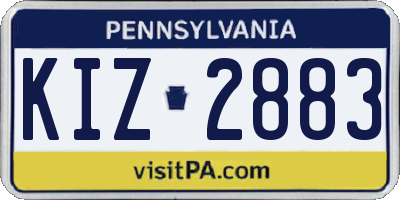 PA license plate KIZ2883