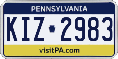 PA license plate KIZ2983