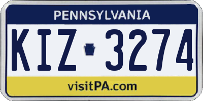 PA license plate KIZ3274