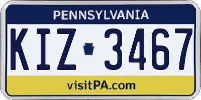 PA license plate KIZ3467