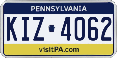 PA license plate KIZ4062