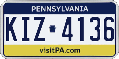 PA license plate KIZ4136