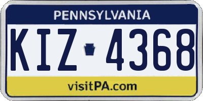 PA license plate KIZ4368