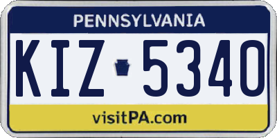PA license plate KIZ5340