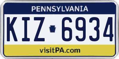 PA license plate KIZ6934