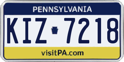 PA license plate KIZ7218