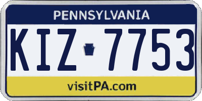 PA license plate KIZ7753