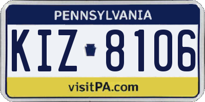 PA license plate KIZ8106