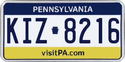 PA license plate KIZ8216
