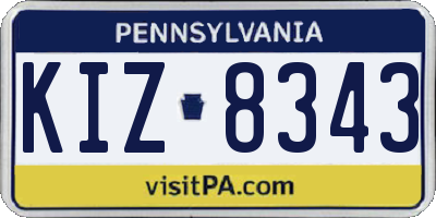 PA license plate KIZ8343
