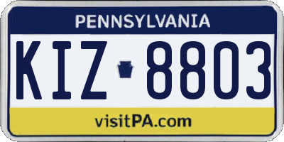 PA license plate KIZ8803