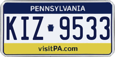 PA license plate KIZ9533